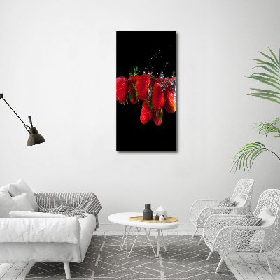 Acrylbild vertikal Erdbeeren in Wasser