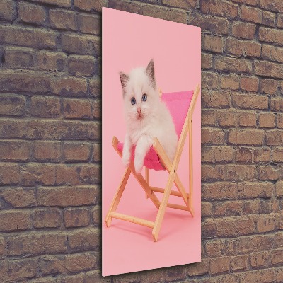 Acrylbild vertikal Katze auf einem Liegestuhl