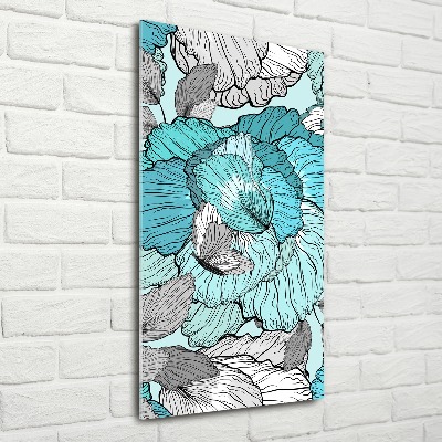 Acrylbild vertikal Blumenmuster