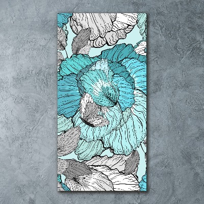 Acrylbild vertikal Blumenmuster