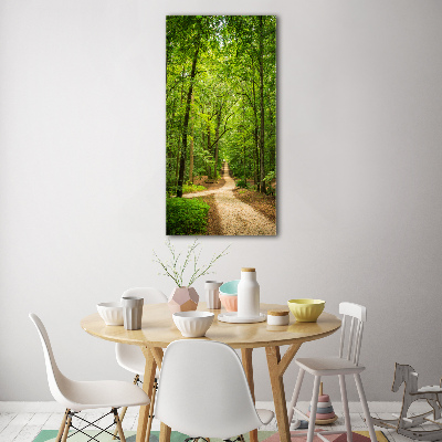 Modernes Acrylbild vertikal Pfad im Wald