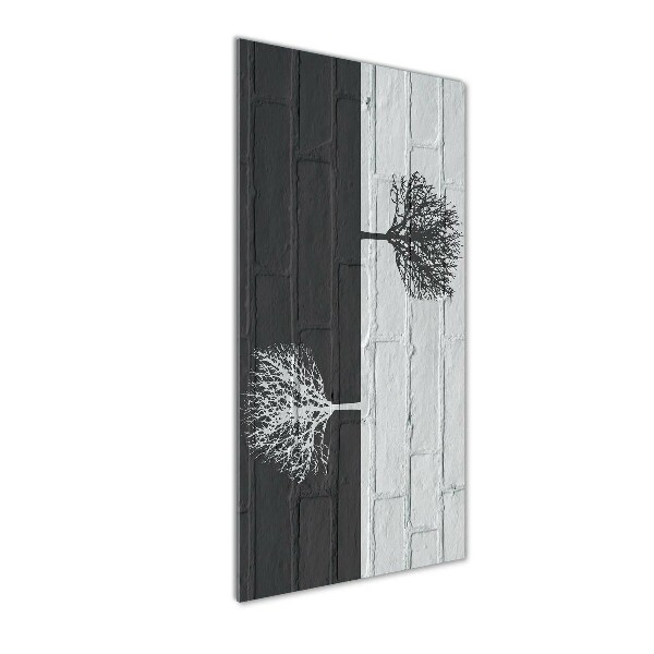 Plexiglasbilder vertikal Bäume an der Mauer
