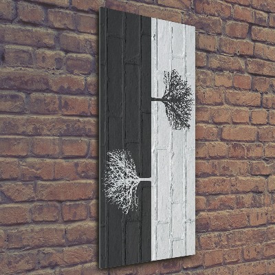 Plexiglasbilder vertikal Bäume an der Mauer