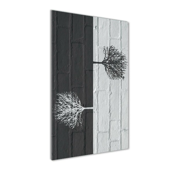 Plexiglasbilder vertikal Bäume an der Mauer