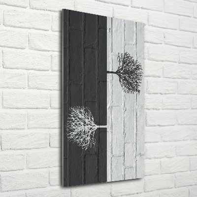 Plexiglasbilder vertikal Bäume an der Mauer