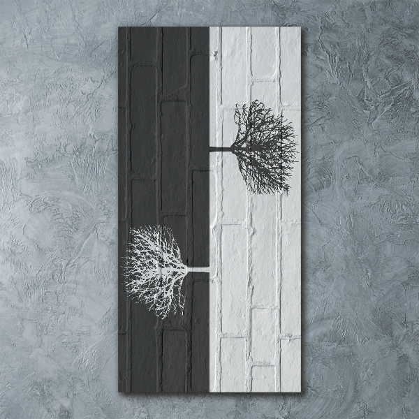 Plexiglasbilder vertikal Bäume an der Mauer
