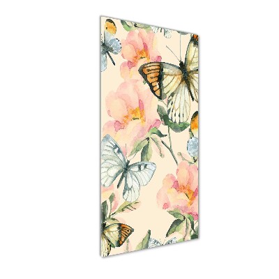 Plexiglasbilder vertikal Rosen und Schmetterlinge