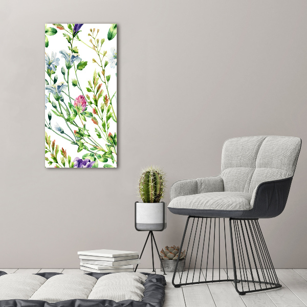 Modernes Acrylbild vertikal Wildblumen