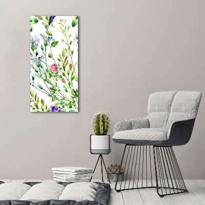 Modernes Acrylbild vertikal Wildblumen