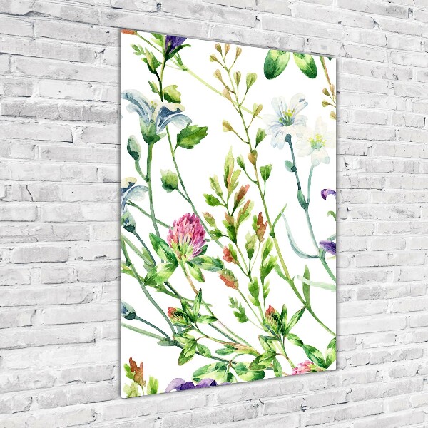 Modernes Acrylbild vertikal Wildblumen
