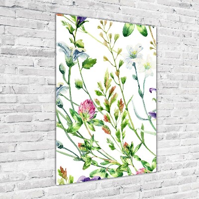 Modernes Acrylbild vertikal Wildblumen