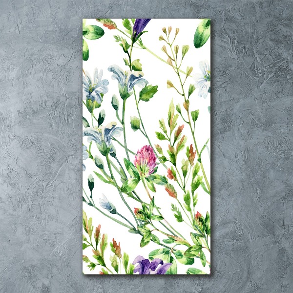 Modernes Acrylbild vertikal Wildblumen