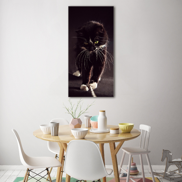 Acrylbild vertikal Schwarze Katze