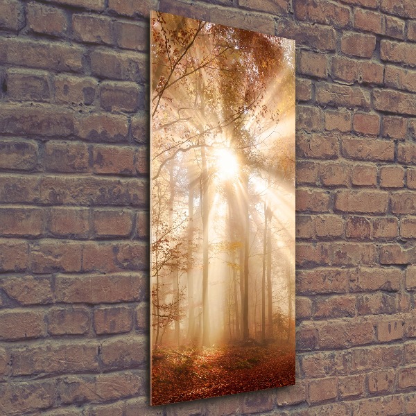 Modernes Acrylbild vertikal Wald im Herbst
