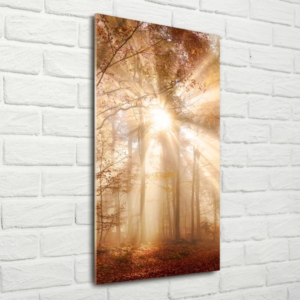 Modernes Acrylbild vertikal Wald im Herbst