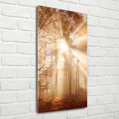 Modernes Acrylbild vertikal Wald im Herbst