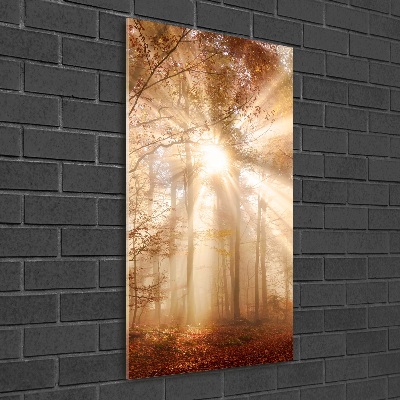 Modernes Acrylbild vertikal Wald im Herbst