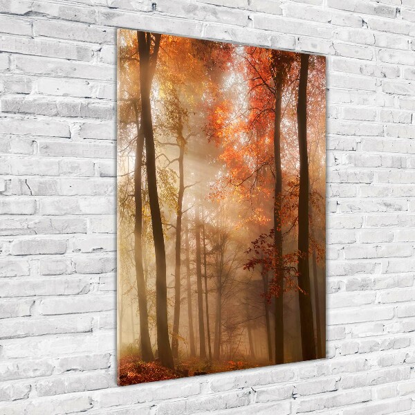 Modernes Acrylbild vertikal Wald im Herbst