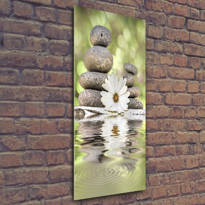 Bild auf Acrylglas vertikal Steine ​​und Blumen