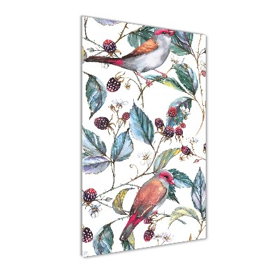 Acrylbild vertikal Vögel und Brombeeren