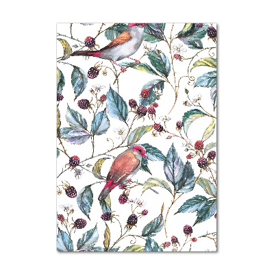 Acrylbild vertikal Vögel und Brombeeren