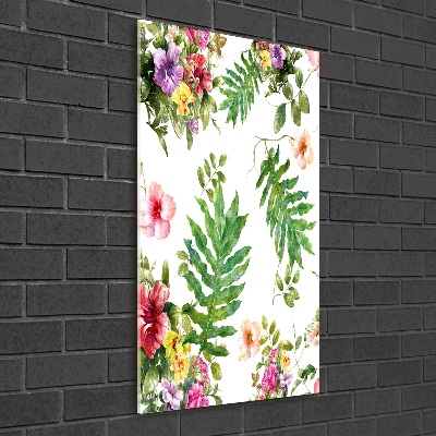 Modernes Acrylbild vertikal Tropische Blumen