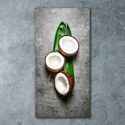 Modernes Acrylbild vertikal Kokosnuss auf einem Blatt