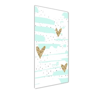 Modernes Acrylbild vertikal Herzen und Punkte