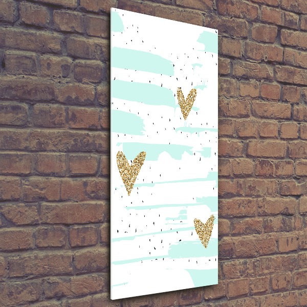 Modernes Acrylbild vertikal Herzen und Punkte