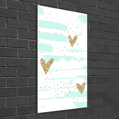 Modernes Acrylbild vertikal Herzen und Punkte