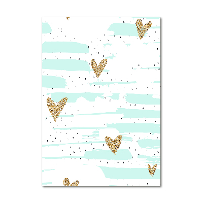 Modernes Acrylbild vertikal Herzen und Punkte