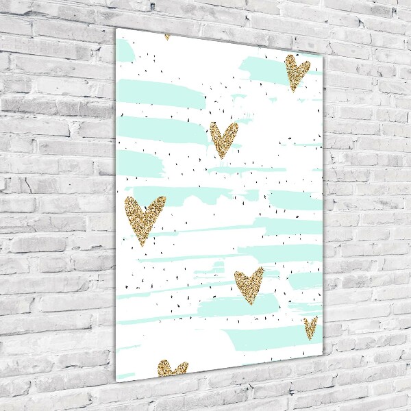 Modernes Acrylbild vertikal Herzen und Punkte