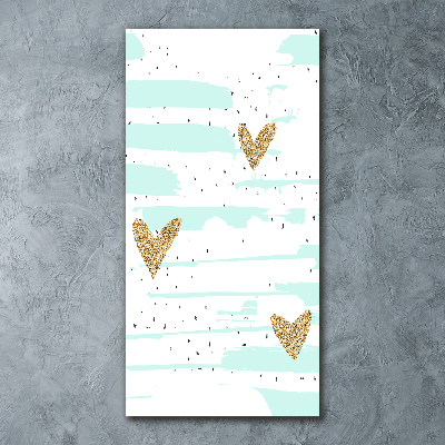 Modernes Acrylbild vertikal Herzen und Punkte