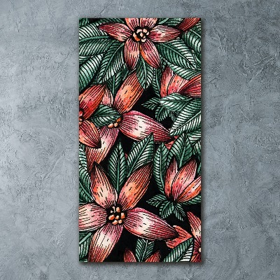 Modernes Acrylbild vertikal Tropische Blumen