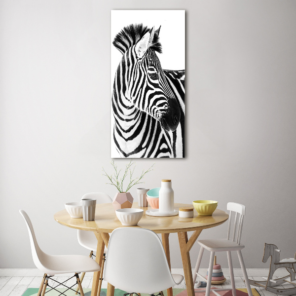 Acrylbild vertikal Zebra im Schnee