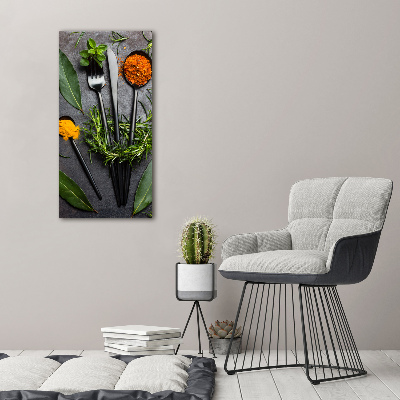 Plexiglasbilder vertikal Besteck und Gewürze