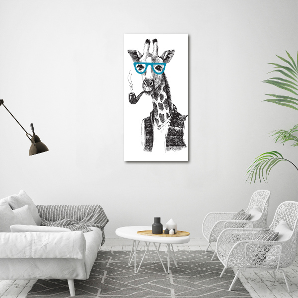 Plexiglasbilder vertikal Giraffen mit Brillen