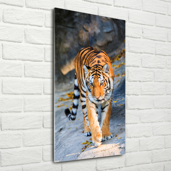 Modernes Acrylbild vertikal Tiger
