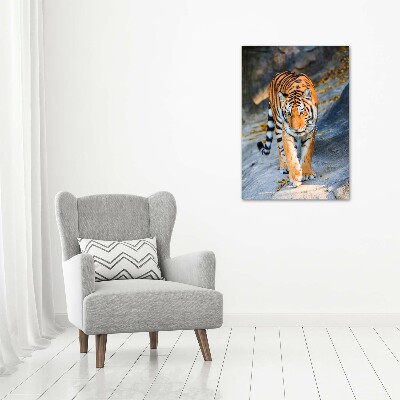 Modernes Acrylbild vertikal Tiger