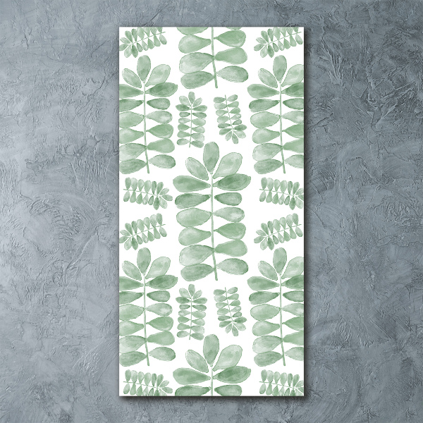 Modernes Acrylbild vertikal Eukalyptusblätter