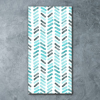 Modernes Acrylbild vertikal Blaues Fischgrätmuster