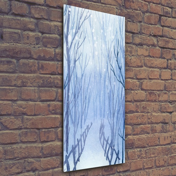Modernes Acrylbild vertikal Wald im Winter