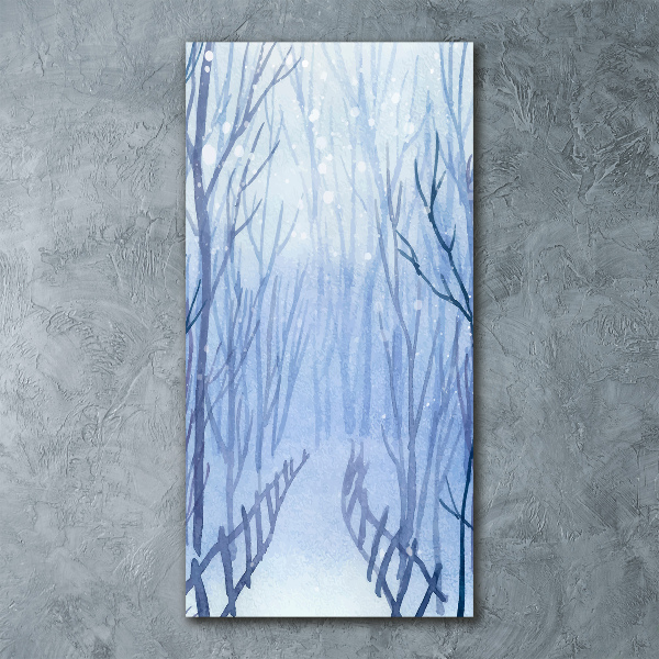 Modernes Acrylbild vertikal Wald im Winter