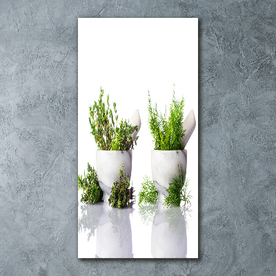 Acrylbild vertikal Mörser und Kräuter