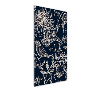 Bild auf Acrylglas vertikal Blumen und Vögel