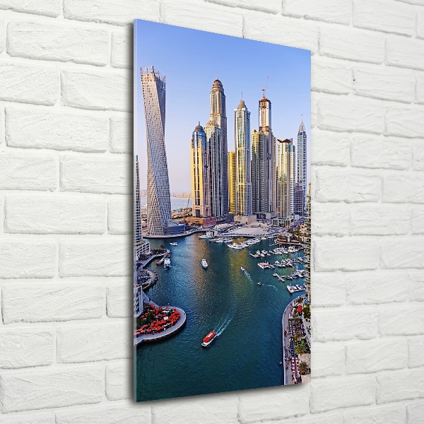 Modernes Acrylbild vertikal Dubai Creek