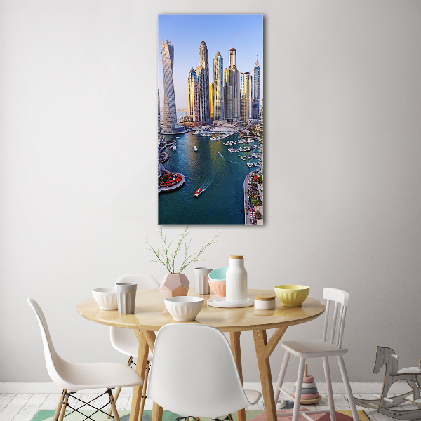 Modernes Acrylbild vertikal Dubai Creek