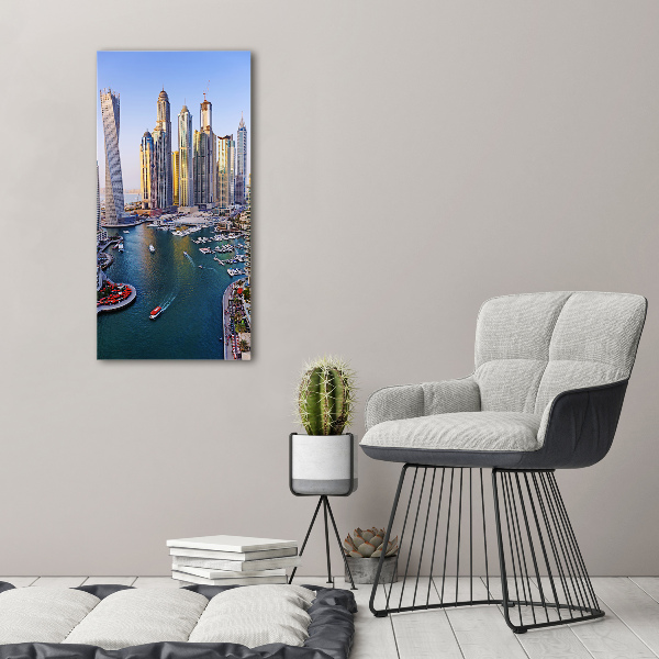 Modernes Acrylbild vertikal Dubai Creek