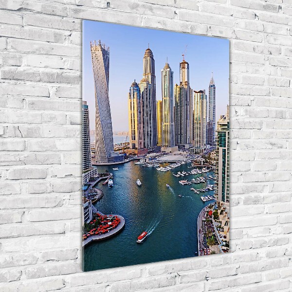 Modernes Acrylbild vertikal Dubai Creek