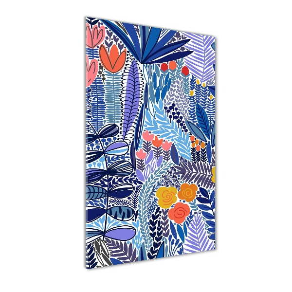 Modernes Acrylbild vertikal Tropische Blumen